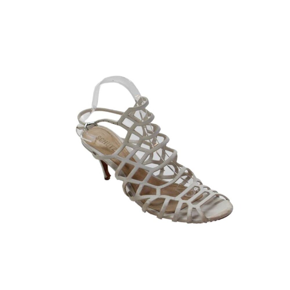 Schutz Womens Open Toe Strappy Slingback Heels White Size 11